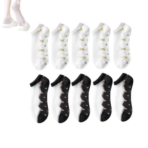 NLIADVY Breathable Ultra Thin Stretchy Athletic Socks for Women, See-Through Fashion Soft Socks (10pair-F,One Size)