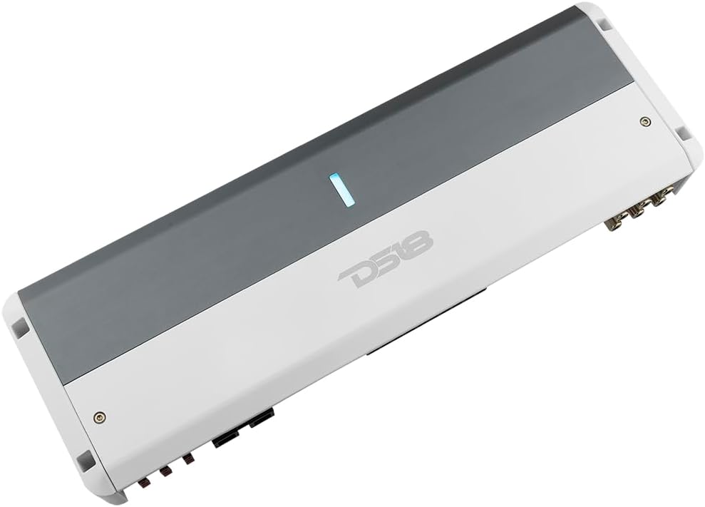 DS18 NXL-M5 Marine Amplifier Stereo Full Range 5-Channel Class-D 3600W Total Watts Peak IPX5 LED Clip Indicator- Waterproof Remote Level Bass Knob Included - Great for Marine/Powersports/Boat Audio