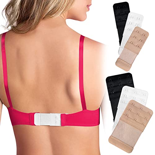 Ninja Mama Bra Extender 2 Hook & 3 Hooks Bra Extenders & Pretty Storage Bag. Pack Of 6 – One Of Each Black, White And Nude. Bra Strap Extender For Pregnant And Postpartum Women In Between Bra Sizes #TOP7