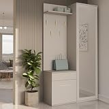 WHATSIZE ENTERPRISE - Entryway Wardrobe with Drawers Modern Hall Storage Coat Rack, Shoe Storage, Hanging Hooks Hallway, Mudroom - Foyer Furniture Cashmere