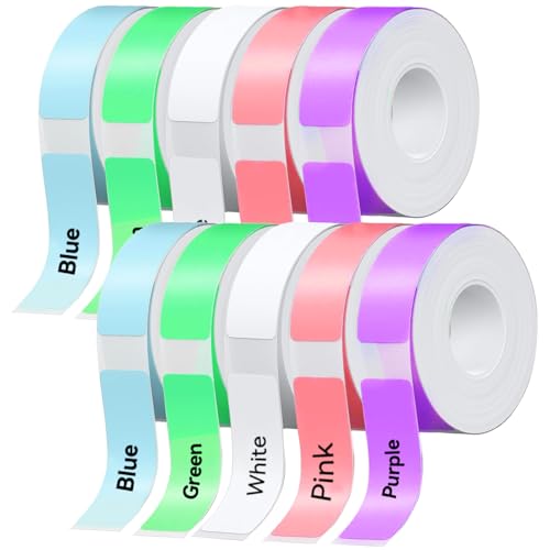 Nastro per etichette D30, 12 x 40 mm, D30, compatibile con stampante portatile D30, carta da stampa adattata per ufficio, 160 etichette/rotolo, 10 rotoli (colorato + bianco)