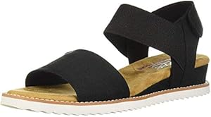 Sandales Plates Desert Kiss Femme Skechers - Noir Microfibre Daim