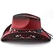 Women's Men's Dark Gothic Cowboy Cowgirl Hat Bull Head Decor Western Sun Hat Wide Brim Belted Straw Gothic Hats (Red, ONE Size)