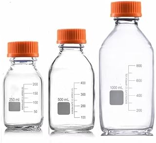LUERFLEX 500ML Borosilicate Glass Media Storage Bottles with GL45 Screw Caps and Silicone Washer Pack of 4