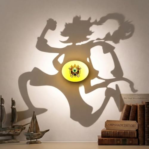 Image of Mini Monkey D. Luffy Shadow Lamp | One Piece LED Anime Night Light | USB Powered Decorative Desk & Bedside Lamp | Shadow Illusion Light for Bedroom, Gaming Room & Anime Room Decor