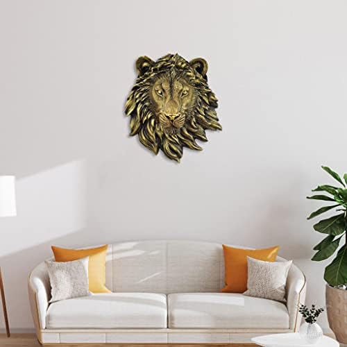 P Prettyia Animal Head Wall Mounted 3D Statue Figurines Home Living Room Decor - Lion