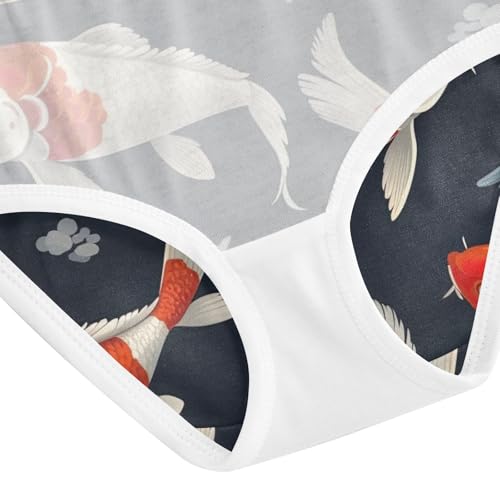 Underwear Girls, Koi Fish Opaque Blue Toddler Briefs, Girls' Cotton Brief Underwear, 2T–8 Years4