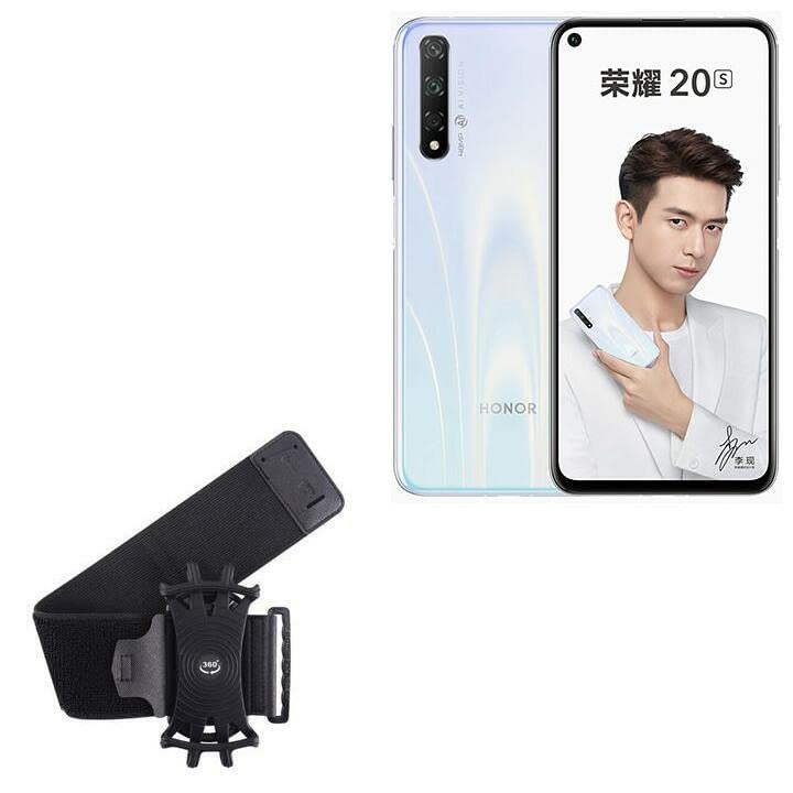 BoxWave Holster Compatible with Honor 20S - ActiveStretch Sport Armband, Adjustable Armband for Workout and Running - Jet Black