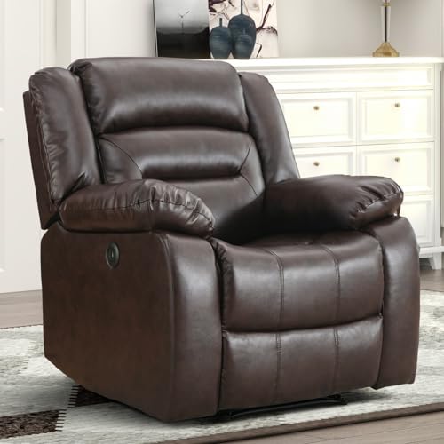 Sillón estándar reclinable marrón con cuero sintético