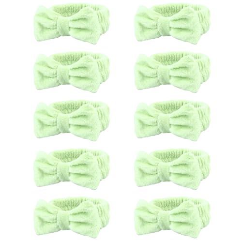TIOSRU 10 Pack Mint Green Soft Spa Headbands Bulk for Women Girls