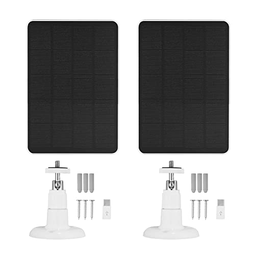 image for CYJJZQ 2 Pack Solar Panel for Outdoor Camera Micro USB & USB-C Solar P