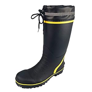 Heren Wellington Laarzen Waterdichte Veiligheidsschoenen Reflecterende Antislip Regenlaarzen Voor Werk Waden,Black,46EU