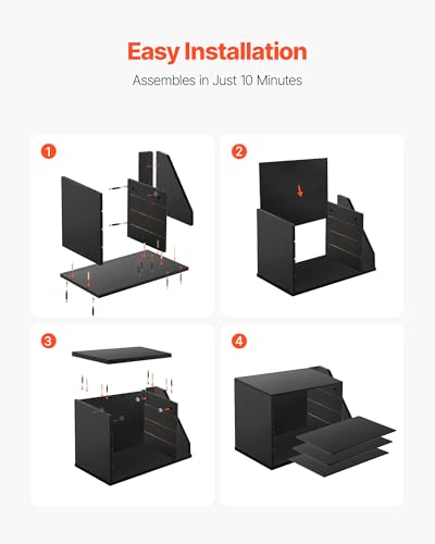 VEVOR Briefablage mit 4 Fächern & Herausnehmbaren Regalböden, Dokumentenablage aus Holz mit Stehsammler, Aktenhalter für Büro Klassenzimmer, Literaturorganizer für Akten Dokumenten Papier, Schwarz