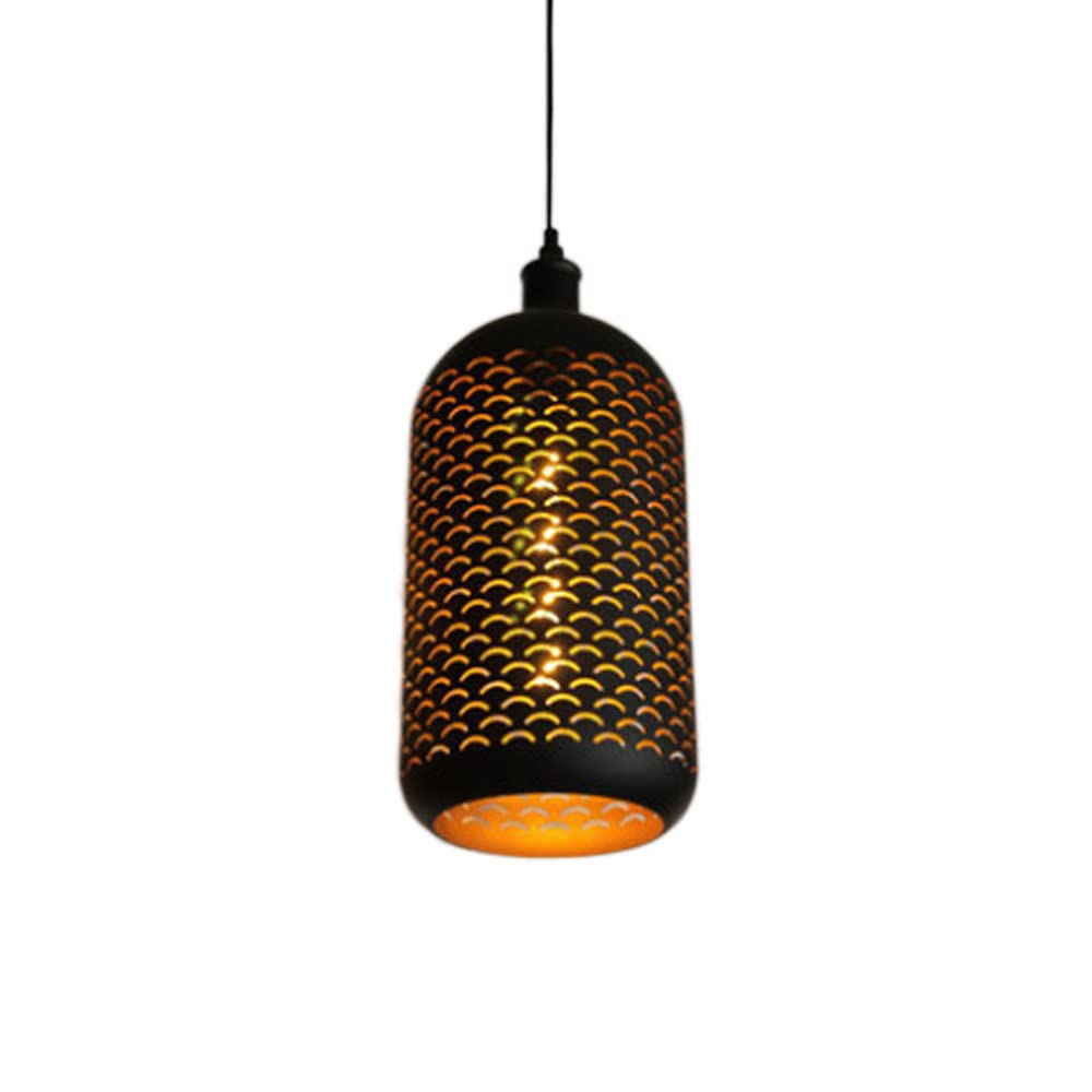 Lámpara colgante industrial de techo retro negra de hierro forjado con escamas huecas
