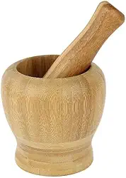 Pilão Com Socador Madeira Bambu Alho Pimenta