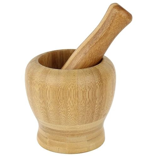Pilão Com Socador Madeira Bambu Alho Pimenta