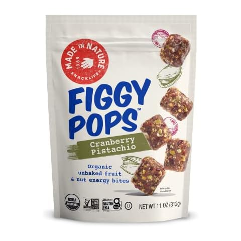 Made In Nature Organic Figgy Pops, Cranberry Pistachio, 11 Ounce (Pack of 1) – Unbaked Fruit & Nut Energy Bites, Non-GMO, Gluten Free, Vegan Cover