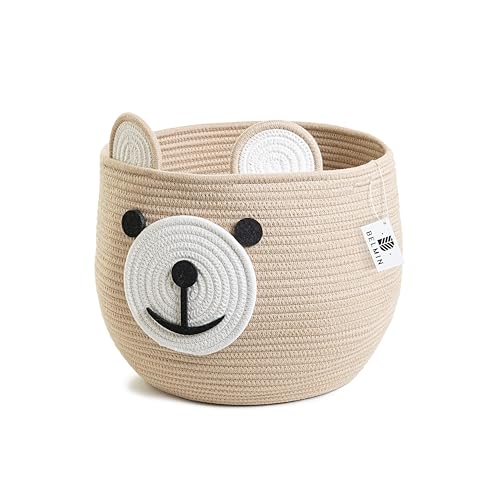 BELMIN Cesta Juguetes Infantil - Baul Juguetes Infantil de Gran Capacidad, Cuerda de Algodon Lavable, Diseño Ideal para Almacenaje Juguetes, Organizador Peluches y Cesto Ropa Sucia Bebe