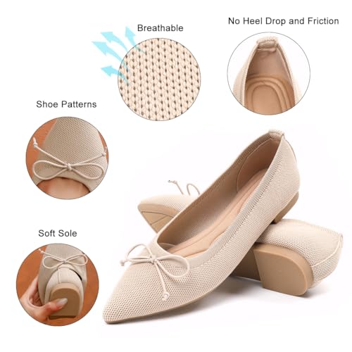 Image of Flats for Women Pointed Toe Knit Foldable Ballet Flat Shoes