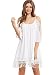 Milumia Women's Summer Cold Shoulder Crochet Lace Sleeve Loose Beach Dress White S