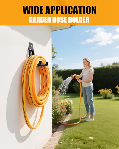 2 Pack Heavy Duty Garden Hose Holder Hanger 150lbs Load-Bearing Capacity Metal Water Hose Reel Holder Wall Mount for Outside Water Hose Storage Garden Yard