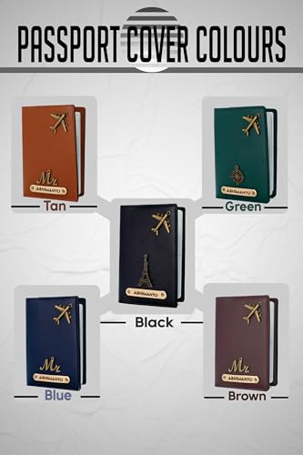 Image of Customised Passport Cover With Personalised Name Charm - Leather Passport Cover For Men & Women - Customised Gift - Green