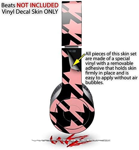 Skin Decal Wrap Works with Original Beats Solo HD Headphones Houndstooth Pink on Black Skin Only (Headphones NOT Included)