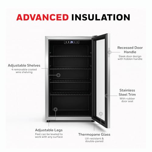 honeywell beverage refrigerator and cooler 116 can mini fridge with glass door for soda beer or wine for office or bar with adjustable removable shelving commercial grade