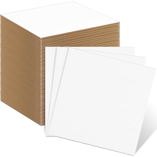 Image of Henoyso 110 Pack 12 x 12 Inch Corrugated Cardboard Sheets Flat Cardboard Sheets Packaging Inserts Flat Square Inserts Squares Separators for Shipping Packing Mailing Crafts(White)