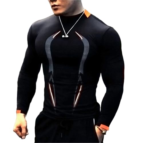 Compression Shirts for Men Gym Athletic Quick Dry Long Sleeve Tops Workout Fitness Running Shirt Tee