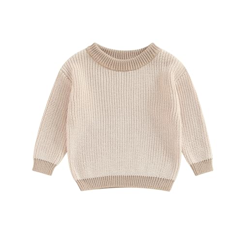 Newborn knit sweater in cream and light khaki