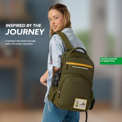 Image of United Colors of Benetton Unisex High-School Backpack BENTON | 3-Compartment Large Capacity Bag with Game Changer Graphics | Backpack for School Girls and Boys | 37L Capacity