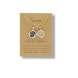 COLORFUL BLING 2 Pcs Zodiac Coin Necklace 12 Constellation Bright Day and Black Night 14K Gold Plated Round Pendant Astrology Horoscope Necklace Gift for Women - Scorpio