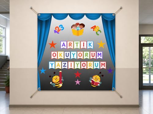 Okuma Bayramı Hatıra Fotoğrafı Panosu Pvc Vinil Pano Süsü 160x160 cm | Tek Parça 06