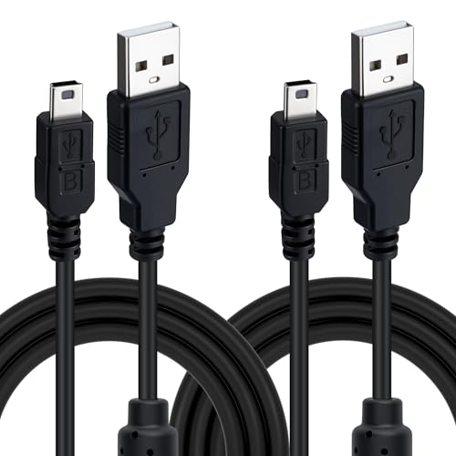 Mcbazel 2Pack 10ft Mini USB Cable for PS3 Controller Charger USB 2.0 to Mini B Charging Cord Data Transfer Compatible with Playstation 3 TI-84 Plus CE GoPro Hero 3+ Garmin GPS Cameras MP3 Player