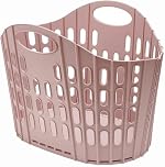 Addis Fold Flat Easy Store Clothes Laundry Basket Hamper, Pink, 38 Litre