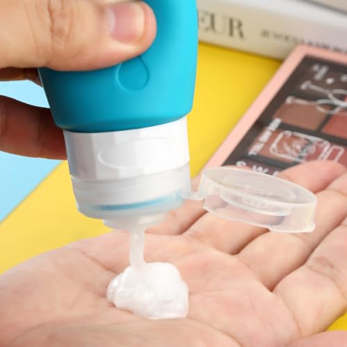 Image of Gemice Travel Bottles for Toiletries, Tsa Approved Travel 3oz Size Containers with Clear Bag, BPA Free Leak Proof Travel Tubs Refillable Liquid Travel Accessories for Cometic Shampoo Lotion (4 Pack)