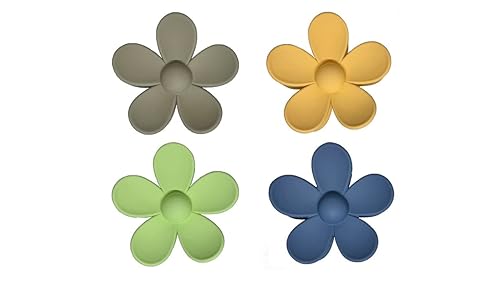 Pinzas para el cabello jumbo con garra de flores accesorios lindos para mujeres con cabello grueso o fino acabado mate antideslizante gris amarillo