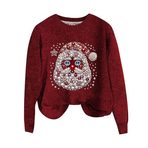 Sudadera fea de Navidad para mujer cómoda y sin picazón de punto rosso 3