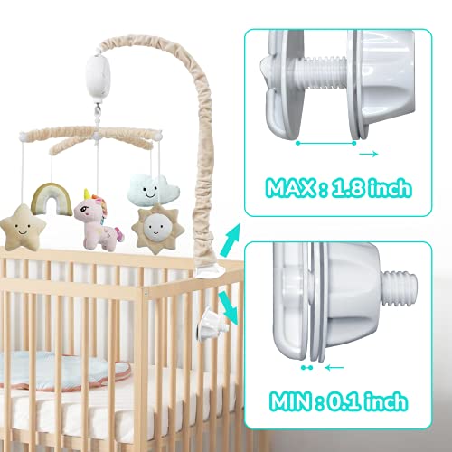FEISIKE Baby Crib Mobile for Infant with Rotate Musical Box,Include 12 Lullabies,Beige,Nursery Toys for Newborn Ages 0 and Older - Thumbnail 6