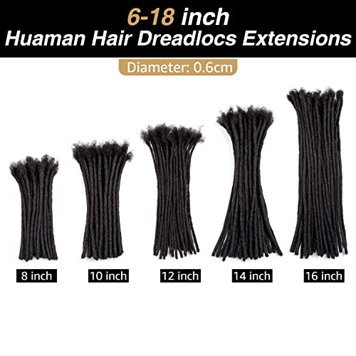 Daixi 0.6Cm Thickness 12 Inch 100 Strands And 0.4 0.8Cm 100% Real Human Hair Dreadlock Extensions For Man/Women Full Head Handmade Permanent Loc Extensions Bundles Can Be Dyed Bleached Curled And Twisted Including Free Needles And Comb #TOP1