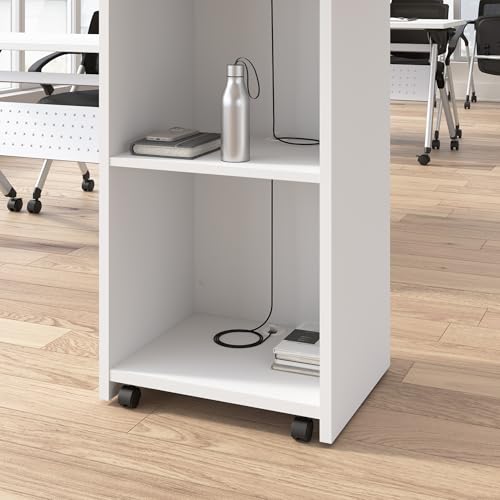 Bush Business Furniture Podium Lectern, 48 inch Tall, Professional-Grade Mobile Presentation Stand Up with Shelves, Envision Collection, White by Bush Furniture - Image 5