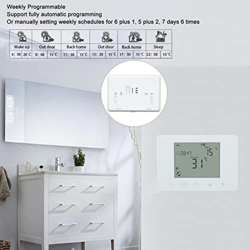 Termostato RF Wireless Programmabile per Riscaldamento Elettrico con Display LCD Retroilluminato Controllo Temperatura Ambiente Sonda Termometrica Infrarossi Compatibile Impianti Intelligenti