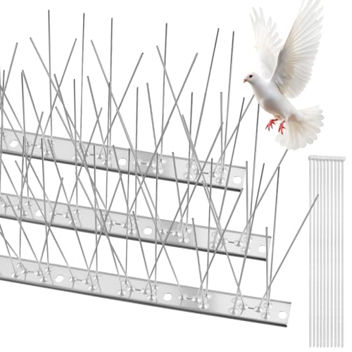 OFFCUP Pinchos Antipalomas Acero Inoxidable, Pinchos para Palomas 3 Piezas 75cm, Exterior Resistente Púas para Pájaros con 10 Bridas para Balcones Techos Jardines Barreras Privadas