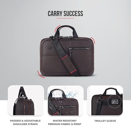 Image of Gear Professional 16L /12 inch Small Faux Leather Water Resistant Laptop Briefcase /Office Bag /Laptop Messenger Bag for Men /Women(Brown-Black)