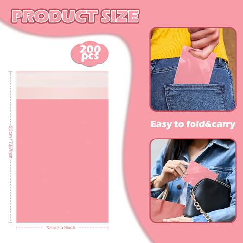 Image of 200 Pcs Pink Sanitary Napkin Disposal Bags,Sealable Tampon Disposal Bags, Prevents Odours Thickened Size Feminine Hygiene Bag for Sanitary Napkins and Pads,Disposable Tampon