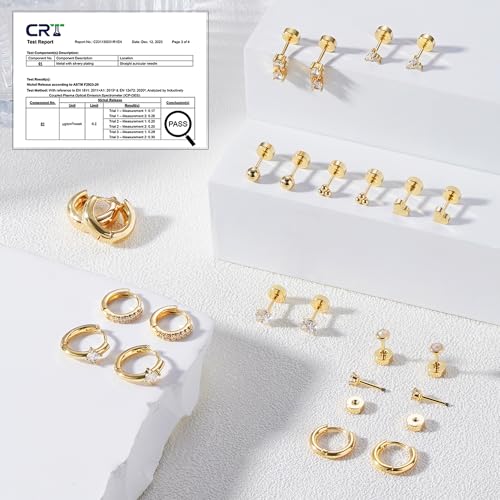12 Pairs Hypoallergenic 14K Gold Plated Hoop Earrings - image 3