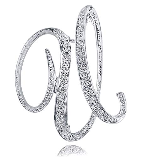Image of Letter Brooch A-Z 26 Personalized Design Initial Letters Pins Clear Crystal Rhinestone Brooch pin