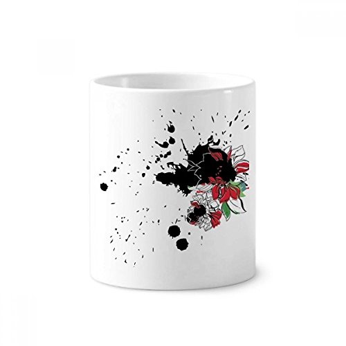 Céramique Porte-Stylo Pivoine Aquarelle, Tasse Blanche 350ml Motif Fleur Plante