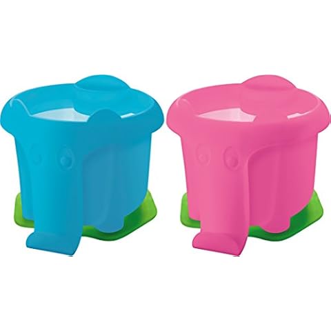 Pelikan Wasserbecher im Elefanten-Design mit Pinselhalter (Doppelpack, Blau + Pink) Cover
